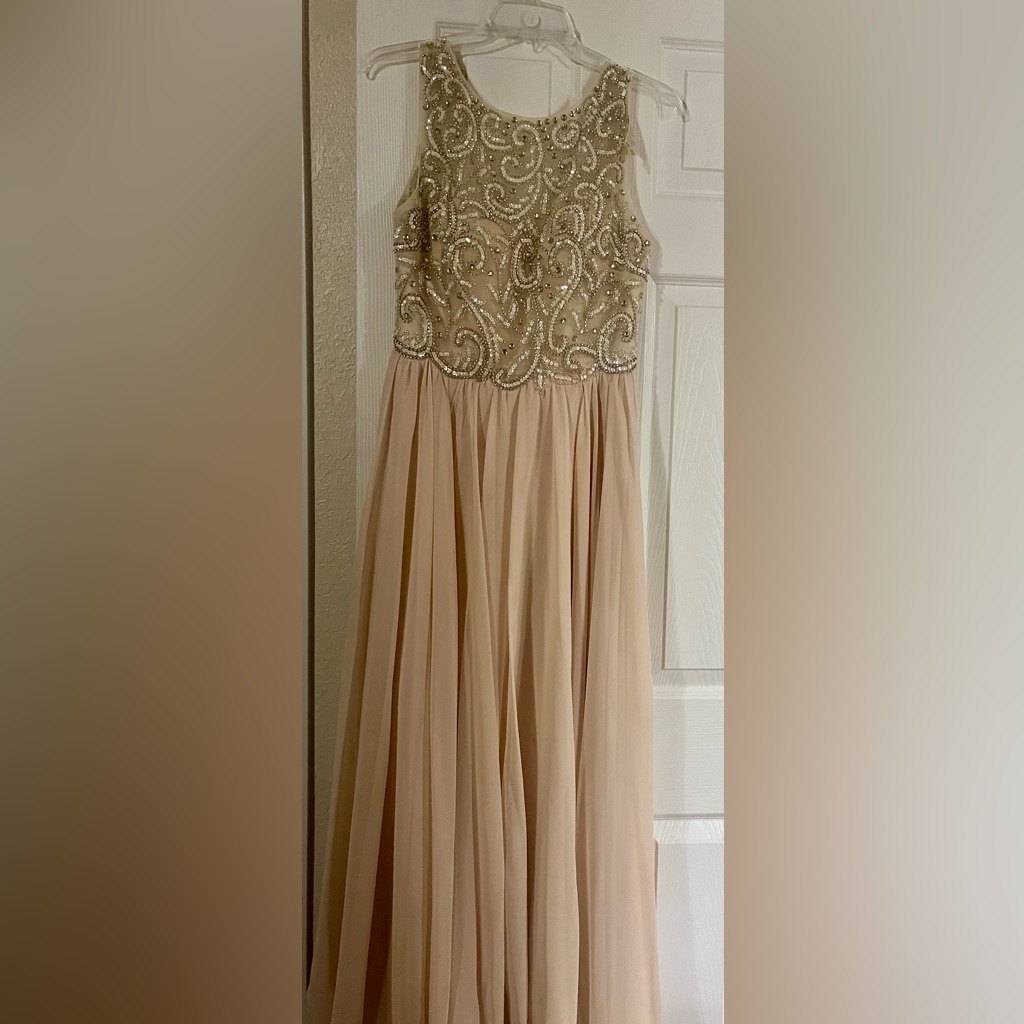 Elegant Cream And Gold Wedding Dress
